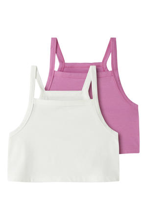 cropped top - roze/wit (set van 2)