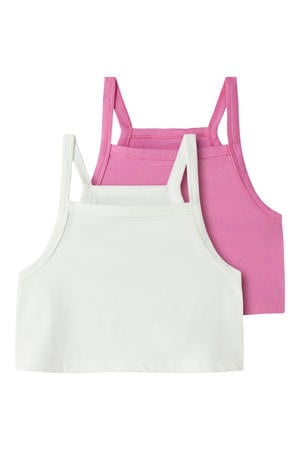 cropped top - roze/wit (set van 2)