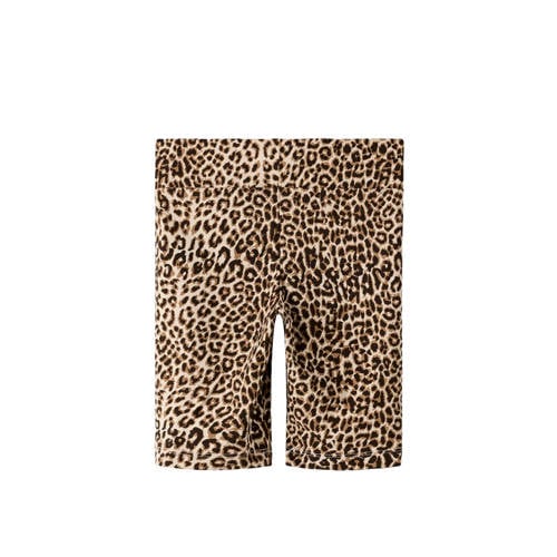 NAME IT KIDS slim regular waist biker short met panterprint bruin Korte broek Meisjes Stretchkatoen - maat 134 afbeelding