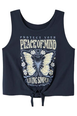 cropped mouwloze top donkerblauw