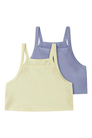 cropped top - lichtgeel/paars (set van 2)