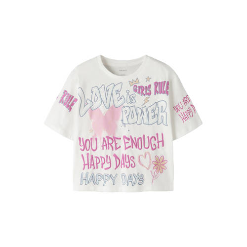 NAME IT KIDS T-shirt wit Meisjes Katoen Ronde hals Printopdruk - maat 146/152 afbeelding