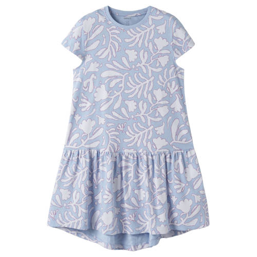 NAME IT KIDS korte jurk lichtblauw Meisjes Katoen Ronde hals All over print - maat 140 afbeelding