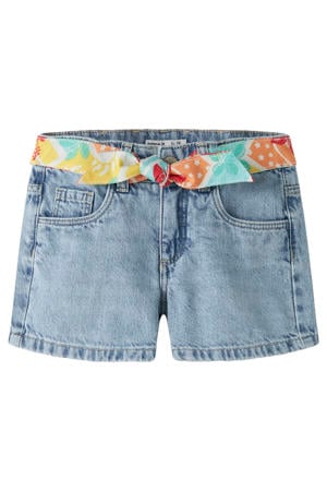 regular waist short light blue denim