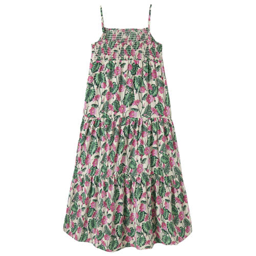 NAME IT KIDS maxi jurk beige Meisjes Polyester Vierkante hals All over print - maat 116 afbeelding