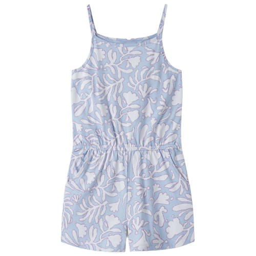 NAME IT KIDS playsuit met blad print blauw Meisjes Katoen Ronde hals Blad - maat 128 afbeelding