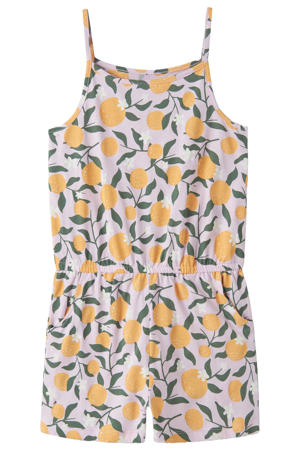 playsuit met all over print lichtroze/oranje