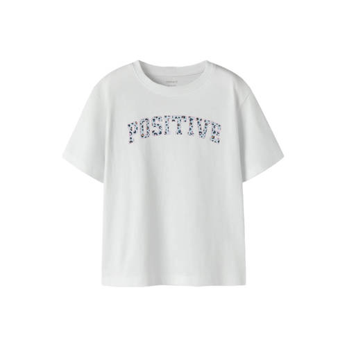 NAME IT KIDS T-shirt wit Meisjes Katoen Ronde hals Tekst - maat 146/152 afbeelding