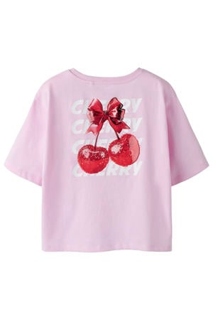 T-shirt met backprint lichtroze