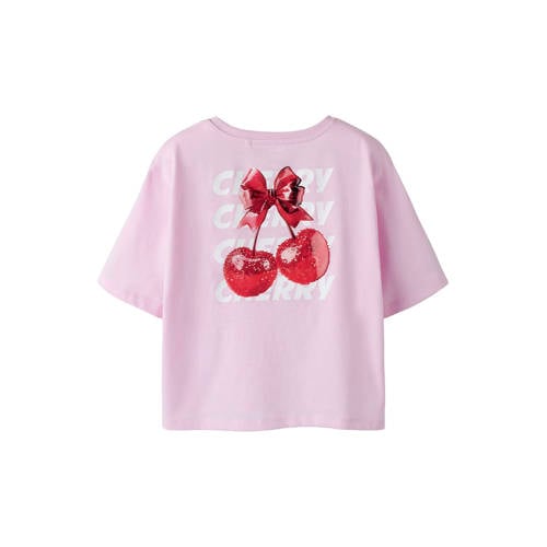 NAME IT KIDS T-shirt met backprint lichtroze Meisjes Katoen Ronde hals - maat 116 afbeelding