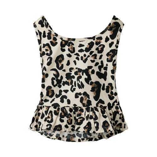 NAME IT KIDS top met panterprint beige Meisjes Katoen Ronde hals Dierenprint - maat 134/140 afbeelding