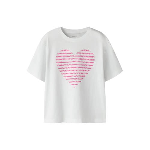 NAME IT KIDS T-shirt wit Meisjes Katoen Ronde hals Printopdruk - maat 122/128 afbeelding