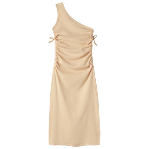 NAME IT KIDS maxi jurk rib gebreid oranje Meisjes Stretchkatoen Off shoulder - maat 164 afbeelding