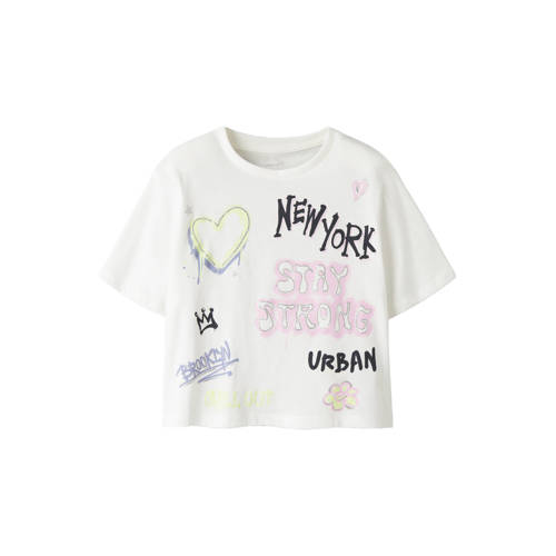 NAME IT KIDS T-shirt wit Meisjes Katoen Ronde hals Printopdruk - maat 158/164 afbeelding