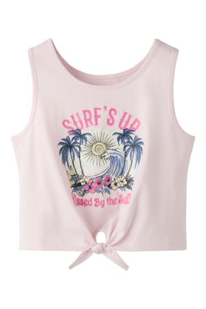 cropped mouwloze top lichtroze