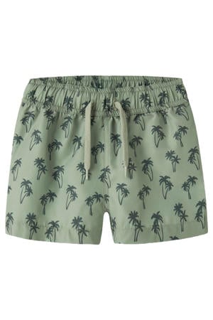 zwemshort met all over print grijsgroen