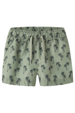 zwemshort met all over print grijsgroen