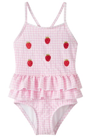 badpak met ruches roze/wit