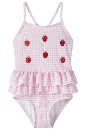 badpak met ruches roze/wit