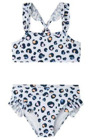 crop bikini panterprint lichtblauw