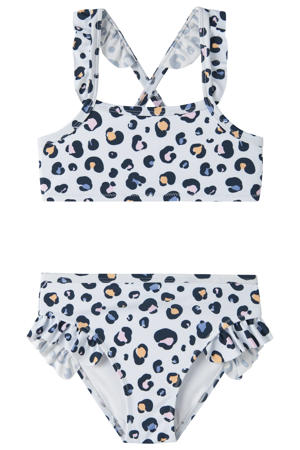 crop bikini panterprint lichtblauw