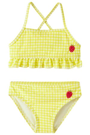 geruite crop bikini geel