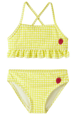 geruite crop bikini geel
