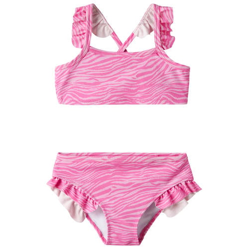 NAME IT MINI crop bikini zebraprint roze Meisjes Polyamide Dierenprint - maat 98/104 afbeelding