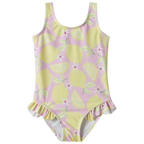 NAME IT MINI badpak met ruches lichtroze/lichtgeel Meisjes Polyester All over print - maat 86/92 afbeelding