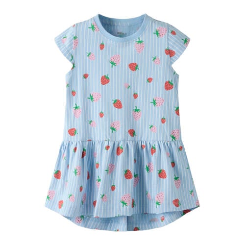 NAME IT MINI A-lijn jurk lichtblauw Meisjes Katoen Ronde hals All over print - maat 128 afbeelding