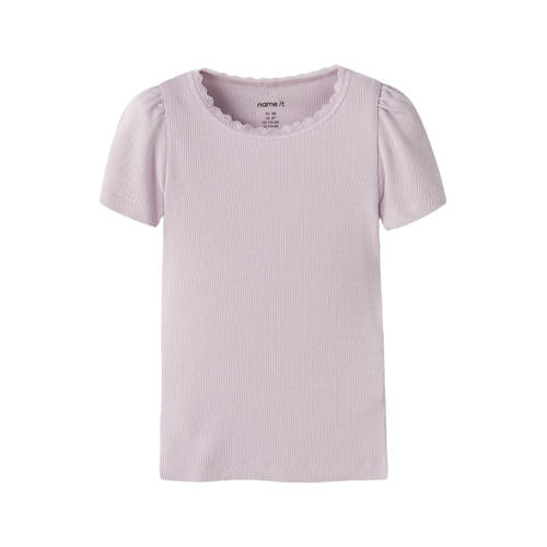 NAME IT MINI T-shirt rib gebreid Paars Meisjes Stretchkatoen Ronde hals - maat 86 afbeelding