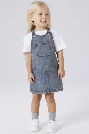 denim spijkerjurk met bloemen medium blue denim