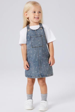 denim spijkerjurk met bloemen medium blue denim