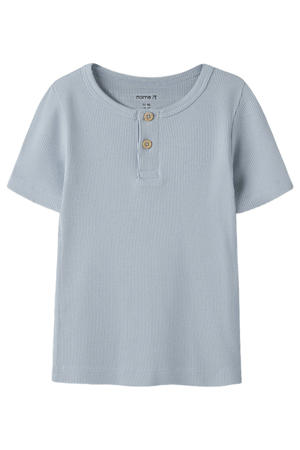 T-shirt rib gebreid lichtblauw