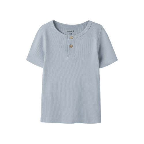 NAME IT MINI T-shirt rib gebreid lichtblauw Jongens Stretchkatoen Ronde hals - maat 122/128 afbeelding