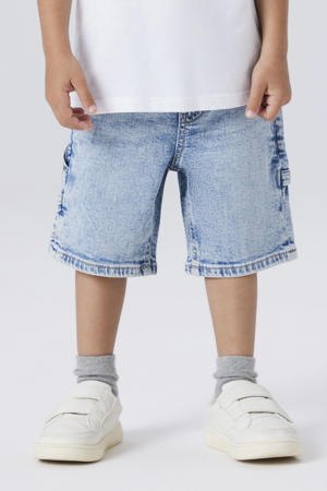 regular waist short light blue denim