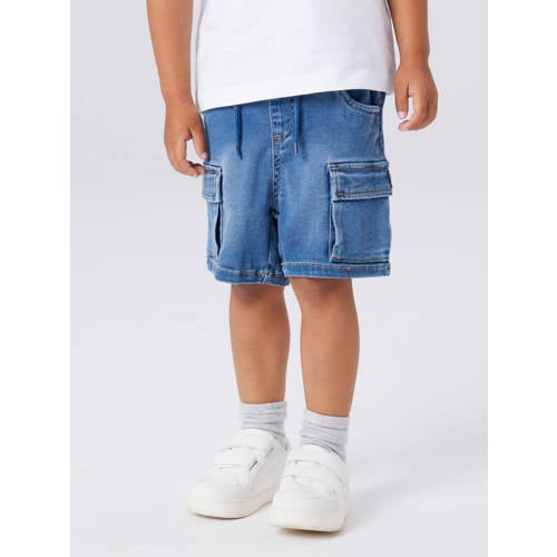 NAME IT MINI denim loose short denim Blue Korte broek Blauw Effen - maat 98 afbeelding