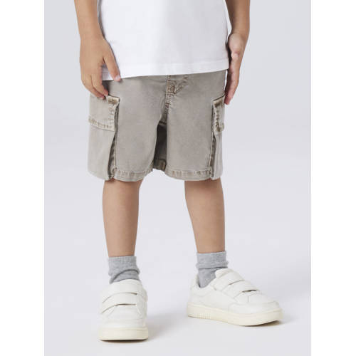 NAME IT MINI regular waist cargo short grijsbruin Korte broek Jongens Lyocell - maat 86 afbeelding