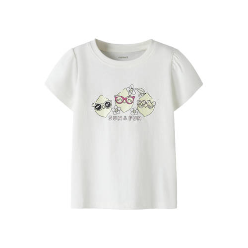 NAME IT MINI T-shirt wit Meisjes Katoen Ronde hals Printopdruk - maat 122/128 afbeelding