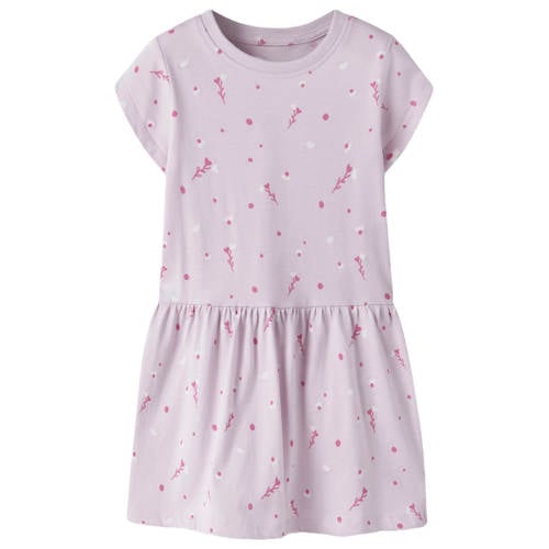 NAME IT MINI midi jurk roze Meisjes Katoen Ronde hals All over print - maat 104 afbeelding