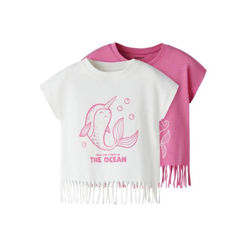 NAME IT MINI T-shirt roze Meisjes Katoen Ronde hals Printopdruk - maat 110 afbeelding