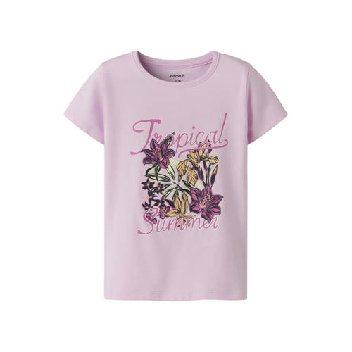 NAME IT MINI T-shirt lichtroze Meisjes Stretchkatoen Ronde hals Printopdruk - maat 116 afbeelding