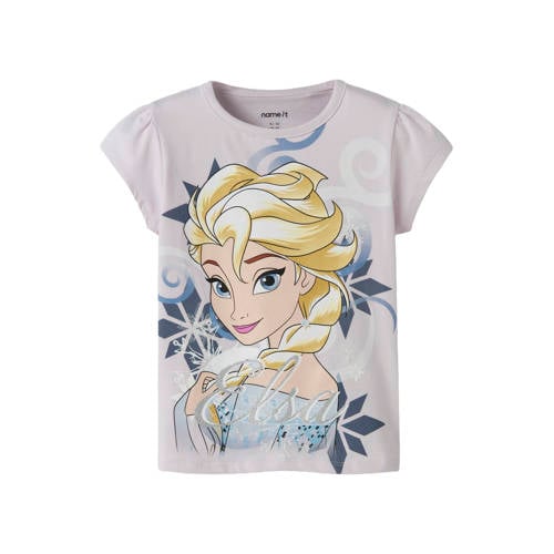 NAME IT MINI Disney Frozen T-shirt lila Paars Meisjes Stretchkatoen Ronde hals - maat 98 afbeelding