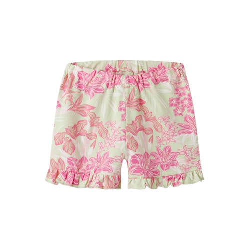NAME IT MINI regular gebloemde casual short roze Korte broek Meisjes Stretchkatoen - maat 110 afbeelding