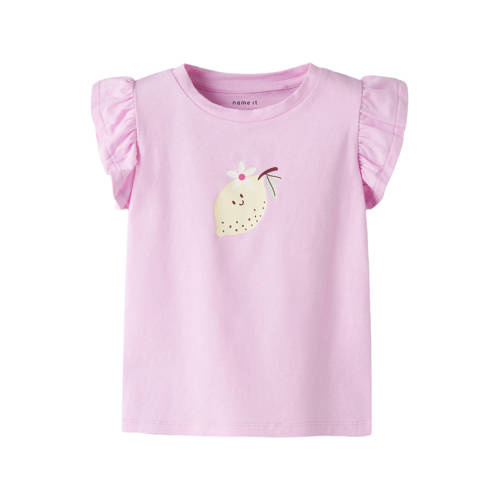 NAME IT MINI T-shirt roze Meisjes Stretchkatoen Ronde hals Printopdruk - maat 104 afbeelding