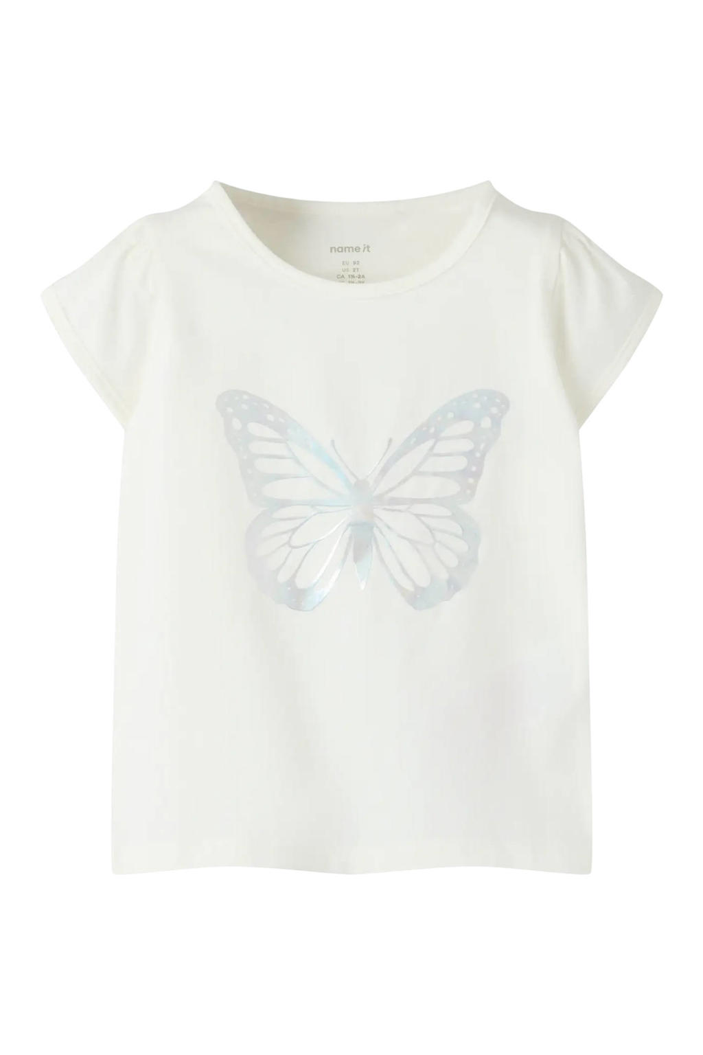 Witte meisjes NAME IT MINI T-shirt van stretchkatoen met printopdruk en korte mouwen