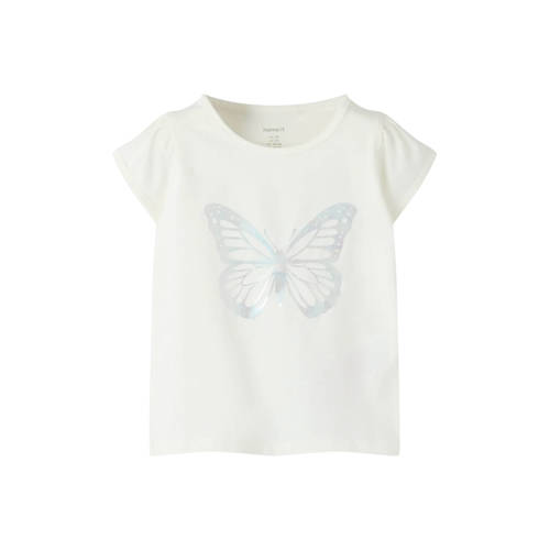 NAME IT MINI T-shirt wit Meisjes Stretchkatoen Printopdruk - maat 122/128 afbeelding
