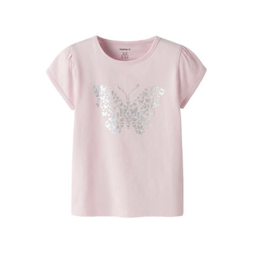 NAME IT MINI T-shirt lichtroze Meisjes Stretchkatoen Printopdruk - maat 122/128 afbeelding