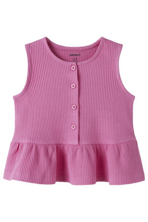 mouwloze top roze met textuur