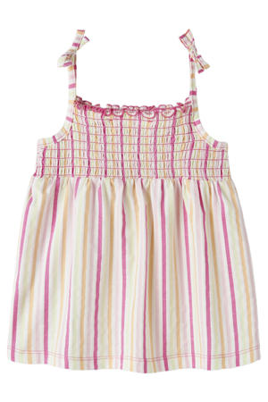 gestreepte mouwloze top roze